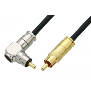 75 Ohm RCA Male to 75 Ohm RCA Male Right Angle Cable 12 Inch Length Using 75 Ohm ET38349 Black Coax