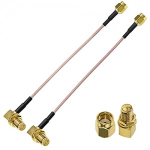 RP-SMA Cable ET-RG316 RP SMA Male to RP SMA Female Right Angle WiFi Antenna Extension Cable for Security Camara 6inch (15cm) RF Pigtail Cable 2 Pack