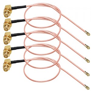 RP-SMA to U.FL Coax Cable UFL IPEX to RP SMA Female Angled Pigtail Coaxial Low Loss Cable 12inch(30cm) Pack of 5