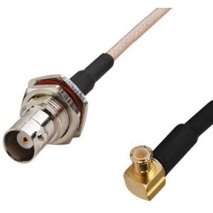 Electronics RF coaxial Coax Cable Assembly BNC Female to MCX Male Right Angle 6''