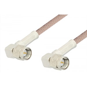 SMA Male Right Angle to SMA Male Right Angle Cable 6 Inch Length Using 95 Ohm ET-RG180 Coax, RoHS