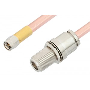 SMA Male to N Female Bulkhead Cable 6 Inch Length Using ET-RG401 Coax, RoHS