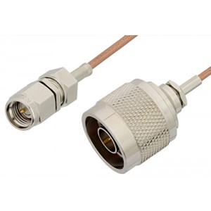 SMA Male to N Male Cable 12 Inch Length Using ET-RG178 Coax, RoHS