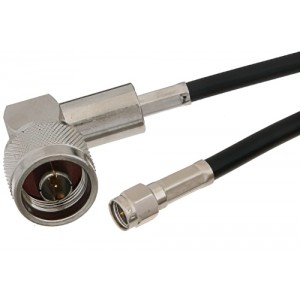 SMA Male to N Male Right Angle Cable 12 Inch Length Using ET-RG58 Coax