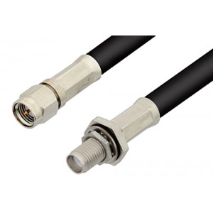 SMA Male to SMA Female Bulkhead Cable 6 Inch Length Using 93 Ohm ET-RG62 Coax