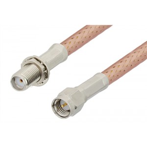 SMA Male to SMA Female Bulkhead Cable 6 Inch Length Using ET-P195 Coax, RoHS