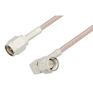 SMA Male to SMA Male Right Angle Cable 6 Inch Length Using 75 Ohm ET-RG179 Coax, RoHS