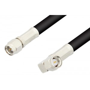 SMA Male to SMA Male Right Angle Cable 6 Inch Length Using 93 Ohm ET-RG62 Coax