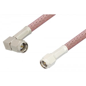 SMA Male to SMA Male Right Angle Cable 6 Inch Length Using ET-RG142 Coax, RoHS