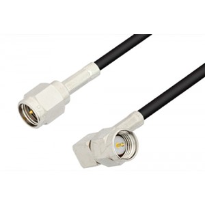 SMA Male to SMA Male Right Angle Cable 6 Inch Length Using ET-RG174 Coax, RoHS