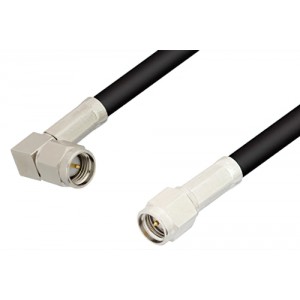 SMA Male to SMA Male Right Angle Cable 6 Inch Length Using ET-RG223 Coax, RoHS