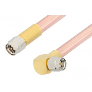 SMA Male to SMA Male Right Angle Cable 6 Inch Length Using ET-RG401 Coax, RoHS