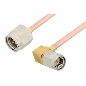 SMA Male to SMA Male Right Angle Cable 6 Inch Length Using ET-RG405 Coax