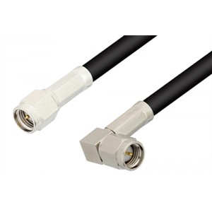 SMA Male to SMA Male Right Angle Cable 6 Inch Length Using ET-RG58 Coax, RoHS