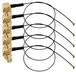 SMA to IPX Cable SMA Female Angled Bulkhead to MHF4 WiFi Antenna 0.81mm IPX SMA Pigtail Coax Cable 12inch(30cm) 5 Pack