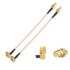 SMA Coaxial Cable ET-RG316 SMA Female to SMA Male Right Angle WiFi Antenna Extension Cable ET-RG316 2 Pack 6inch (15cm)