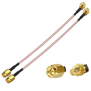 SMA Extension Cable SMA Male to SMA Female Right Angle Coaxial Cable 6inch (15cm) RF Antenna Coax Cable 2PCS