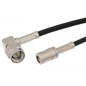 SMA Male Right Angle to SMB Plug Cable 12 Inch Length Using ET-RG174 Coax