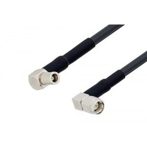 SMB Plug Right Angle to SMA Male Right Angle Cable 12 Inch Length Using ET38380 Coax with HeatShrink