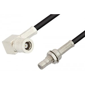 SMB Plug Right Angle to SMB Jack Bulkhead Cable 12 Inch Length Using ET-B100 Coax