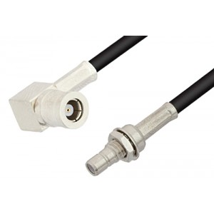 SMB Plug Right Angle to SMB Jack Bulkhead Cable 12 Inch Length Using ET-RG174 Coax, RoHS