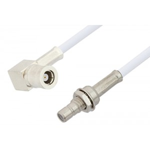 SMB Plug Right Angle to SMB Jack Bulkhead Cable 12 Inch Length Using ET-RG188 Coax