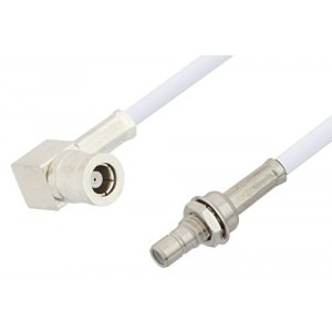 SMB Plug Right Angle to SMB Jack Bulkhead Cable 12 Inch Length Using ET38398 Coax, RoHS