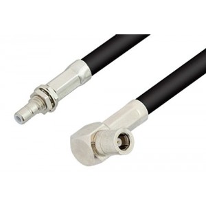 SMB Plug Right Angle to SMB Jack Bulkhead Cable 12 Inch Length Using ET-RG223 Coax