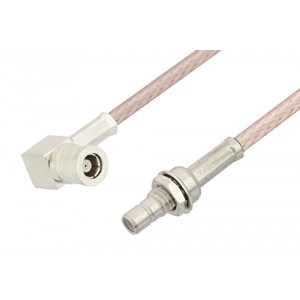 SMB Plug Right Angle to SMB Jack Bulkhead Cable 12 Inch Length Using ET-RG316 Coax, RoHS