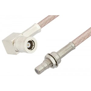 SMB Plug Right Angle to SMB Jack Bulkhead Cable 12 Inch Length Using ET38399 Coax, RoHS