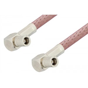 SMB Plug Right Angle to SMB Plug Right Angle Cable 12 Inch Length Using ET-RG142 Coax, RoHS