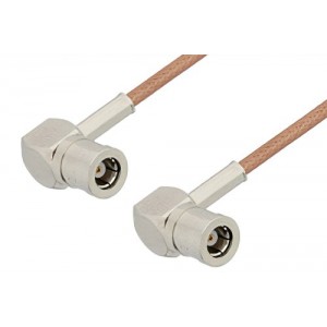 SMB Plug Right Angle to SMB Plug Right Angle Cable 12 Inch Length Using ET-RG178 Coax, RoHS