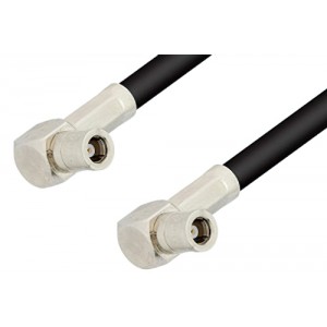 SMB Plug Right Angle to SMB Plug Right Angle Cable 12 Inch Length Using ET-RG58 Coax, RoHS