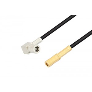 SMB Plug Right Angle to SSMB Plug Cable 12 Inch Length Using ET-RG174 Coax