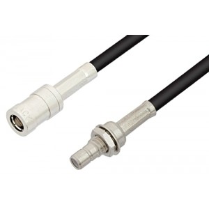 SMB Plug to SMB Jack Bulkhead Cable 12 Inch Length Using ET-RG174 Coax, RoHS