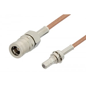 SMB Plug to SMB Jack Bulkhead Cable 12 Inch Length Using ET-RG178 Coax, RoHS