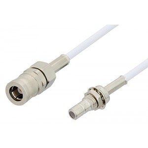 SMB Plug to SMB Jack Bulkhead Cable 12 Inch Length Using ET-RG196 Coax, RoHS