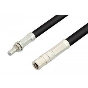 SMB Plug to SMB Jack Bulkhead Cable 12 Inch Length Using ET-RG58 Coax, RoHS