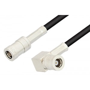 SMB Plug to SMB Plug Right Angle Cable 12 Inch Length Using ET-RG174 Coax, RoHS