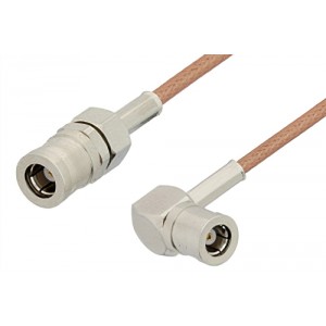 SMB Plug to SMB Plug Right Angle Cable 12 Inch Length Using ET-RG178 Coax, RoHS