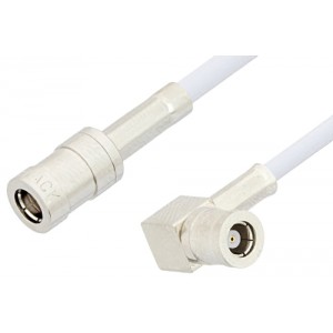 SMB Plug to SMB Plug Right Angle Cable 12 Inch Length Using ET38398 Coax, RoHS