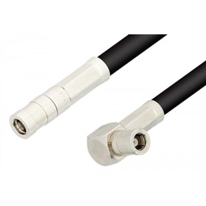 SMB Plug to SMB Plug Right Angle Cable 12 Inch Length Using ET-RG223 Coax, RoHS