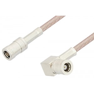 SMB Plug to SMB Plug Right Angle Cable 12 Inch Length Using ET-RG316 Coax, RoHS