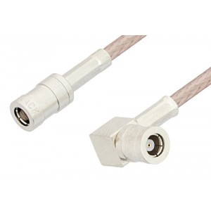 SMB Plug to SMB Plug Right Angle Cable 12 Inch Length Using ET38399 Coax, RoHS