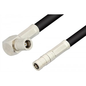 SMB Plug to SMB Plug Right Angle Cable 12 Inch Length Using ET-RG58 Coax, RoHS