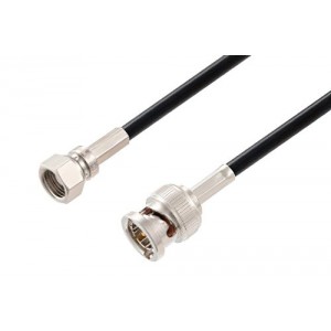 75 Ohm SMC Plug to 75 Ohm BNC Male Cable 12 Inch Length Using 75 Ohm ET38349 Black Coax