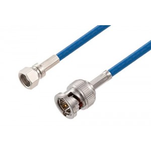 75 Ohm SMC Plug to 75 Ohm BNC Male Cable 12 Inch Length Using 75 Ohm ET38348 Blue Coax