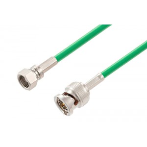 75 Ohm SMC Plug to 75 Ohm BNC Male Cable 12 Inch Length Using 75 Ohm ET38347 Green Coax