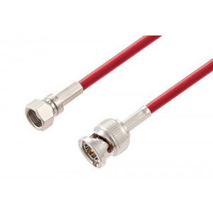 75 Ohm SMC Plug to 75 Ohm BNC Male Cable 12 Inch Length Using 75 Ohm ET38346 Red Coax