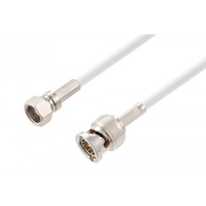 75 Ohm SMC Plug to 75 Ohm BNC Male Cable 12 Inch Length Using 75 Ohm ET38345 White Coax